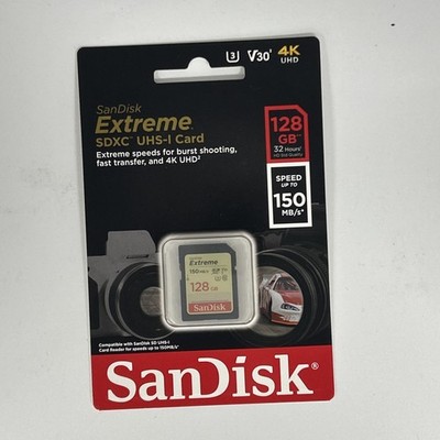 SanDisk Extreme 128GB SD Class 10 SDXC Memory Card - SDSDXV5-128G-GNCIN
