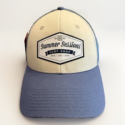 Pukka Mens Blue White 2002 Summer Sessions Surf Shop Adjustable SnapBack Hat NWT