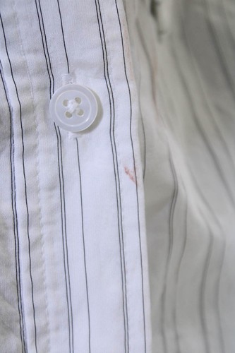 Saint Art Womens Button Front Short Sleeve Collared Striped Shirt White Medium - Picture 7 of 7