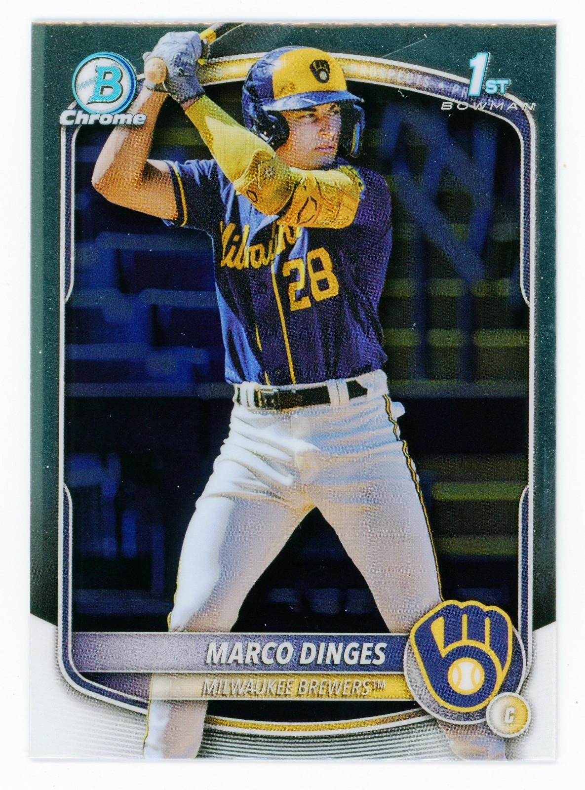 2025 Bowman Chrome Marco Dinges 1st Bowman Prospects #BCP-183 Brewers C