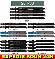✅ 20 Lames Scie Sauteuse Electrique Métal Plastique Bois Aluminium Outils Tige