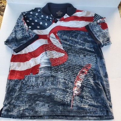 Redhead The US Constitution Polo Shirt Men size 2XL 4th of July Patriotic USA