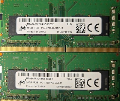 c*5様 Micron 1Rx8 PC4-3200AA SA2 11 32GB Micron 32GB Memory Ram, 16GB x2 1Rx8 PC4-3200AA Laptop Memory | eBay