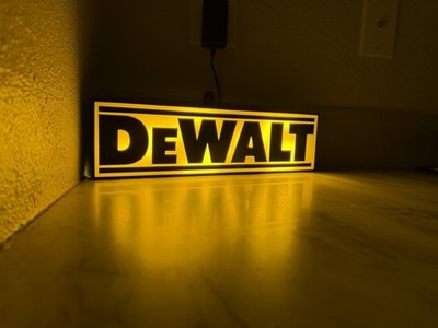 DeWALT LED Sign Light Up Shop Garage Tool Wall Decor 13  x 4  Handmade