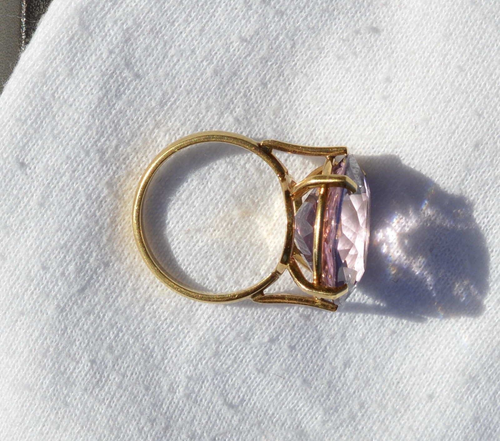 18k Solid Yellow Gold Ring, Round Cut Natural Ame… - image 11