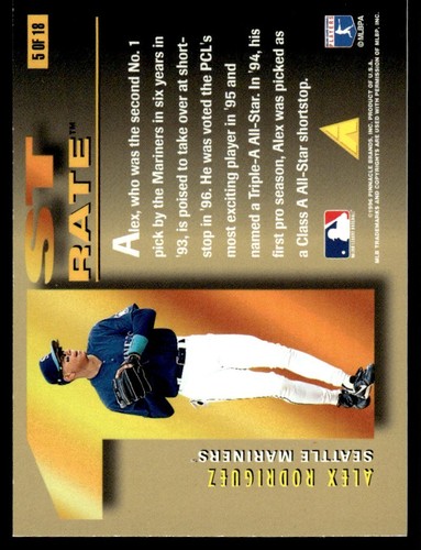 1996 PINNACLE 1ST RATE ALEX RODRIGUEZ - Picture 2 of 2