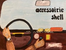 Painting Paper Gouache Car Shell Glove At to Identify Drawing Art Raw 1970