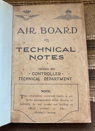 AIR BOARD - TECHNICAL NOTES - WW1 MANUAL - VARIOUS TYPES DESCRIBED