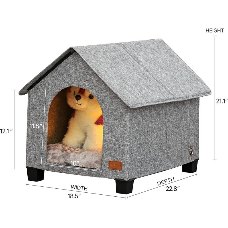 как выглядит Durable Waterproof Indoor Dog House Removable Mats Elevated Design Insulated New фото