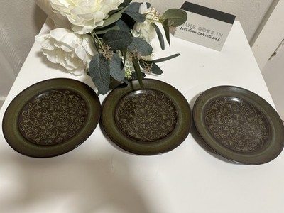 Set of 3 Vintage Franciscan Madeira Earthenware Brown Green Dessert Plates 6.5''