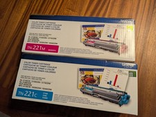 Brother TN-221C Cyan  TN-221M Magenta Toner Cartridges New/Sealed 