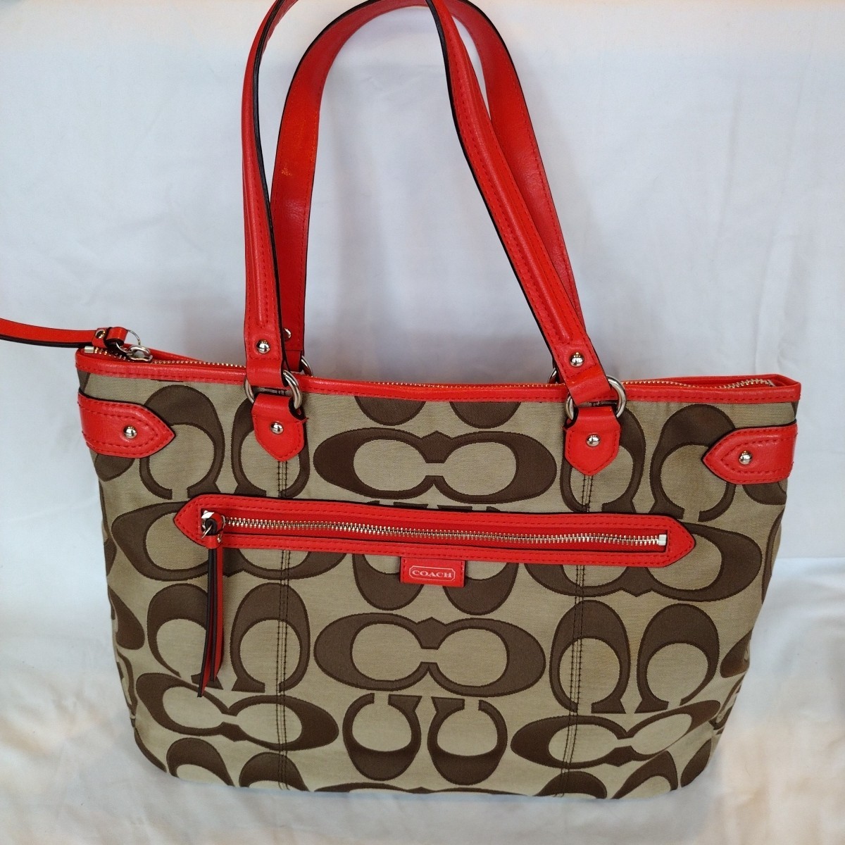 Coach F24066 Daisy Outline Signature Emma Dual Handle Tote Khaki