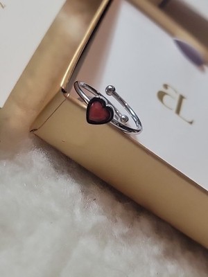 Abbott Lyon Mini Heart Birthstone Ring One Size Silver Red Garnet January 