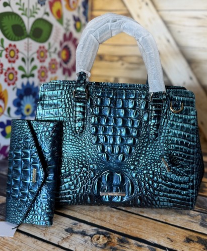 SET Brahmin Small Finley Blue patina & Brahmin Veronica Blue Patina Wallet NWT