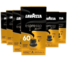 Lavazza Lungo Espresso for Nespresso Original Line 6 BOXES 59 CAPS BB 3/30/2027