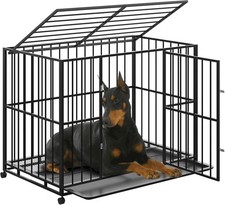 36/42/48in Stainless Steel Dog Crate,Indestructible Escape-Proof,Chew-Resistant