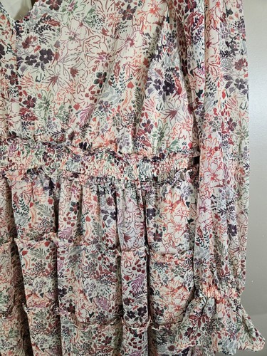 Torrid Beige Floral Print Long Sleeve Mini Dress Sz 1 Country Boho Prarie - Picture 5 of 13