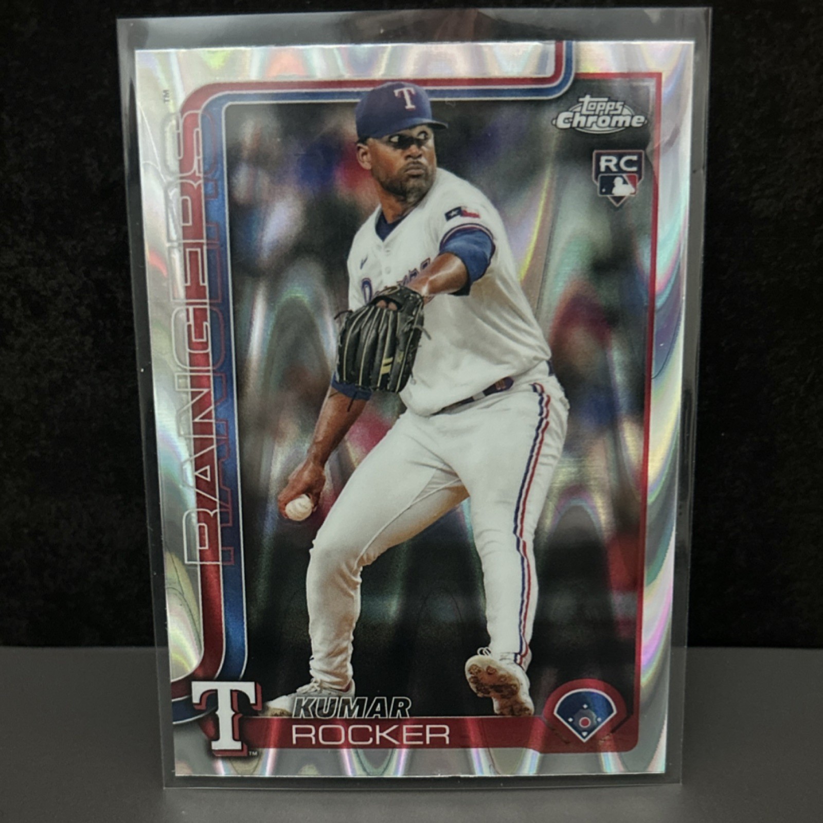 2025 Topps Chrome Kumar Rocker Raywave Refractor #73 Texas Rangers Rookie (RC)