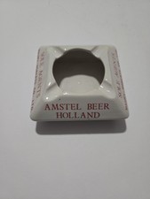 Vintage Unsigned Amstel Beer Holland Square Glazed Ceramic Ashtray