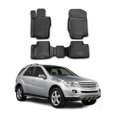OMAC Gummimatten Fußmatten für Mercedes M Klasse W164 2005-2011 TPE Schwarz 4x