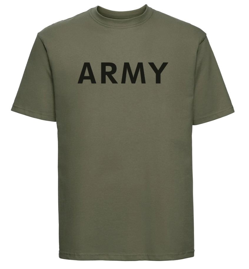 Camiseta militar para hombre Camiseta de combate Camiseta de cadete Top con estampado del ejército Logo Algodón Oliva OD