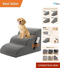 High-Density Foam Pet Stairs for Safe Climbing - Grey, Lightweight  Portable