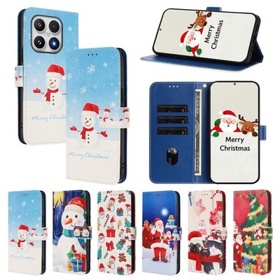 Hülle Für Xiaomi 17 15 15T Pro 14T 13 12T POCO X7 Christmas Leder Wallet Cover