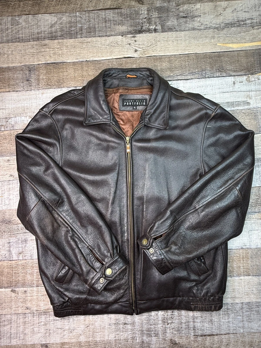 Perry Ellis Leather Outer Shell Brown Coats, Jackets & Vests for