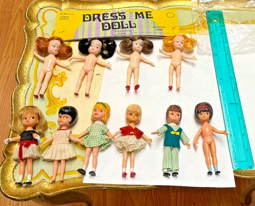 10 OLD VINTAGE CLONE HASBRO 4" JOINTED DOLLS LOT