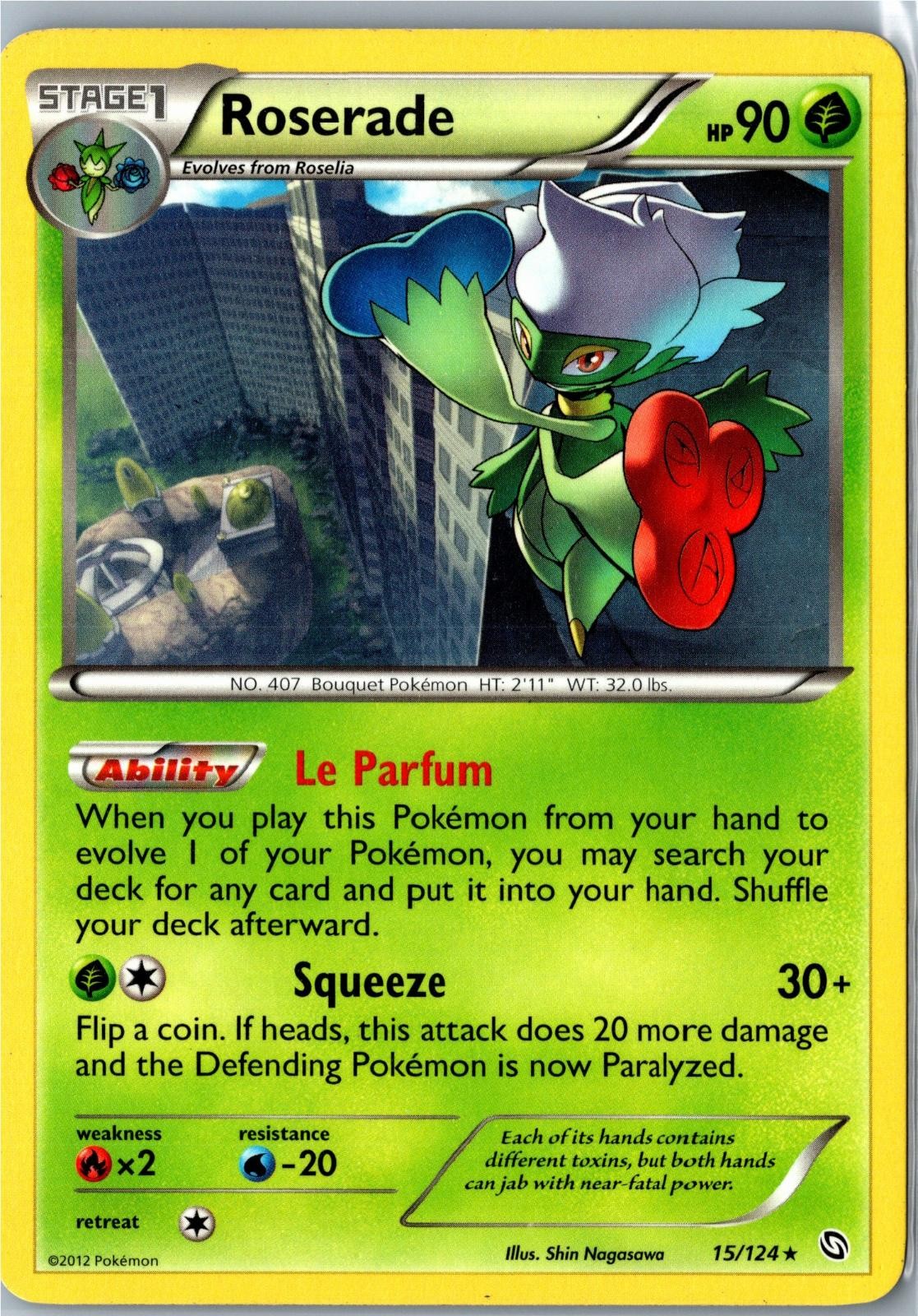 Roserade Dragons Exalted 15/124 Rare Moderately Played - Mid Era Pokemon Card