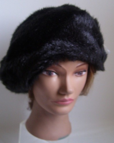Vintage Dark Brown Faux Fur Beret Hat & Matching Hand Muff 2 Piece Set - Picture 6 of 18