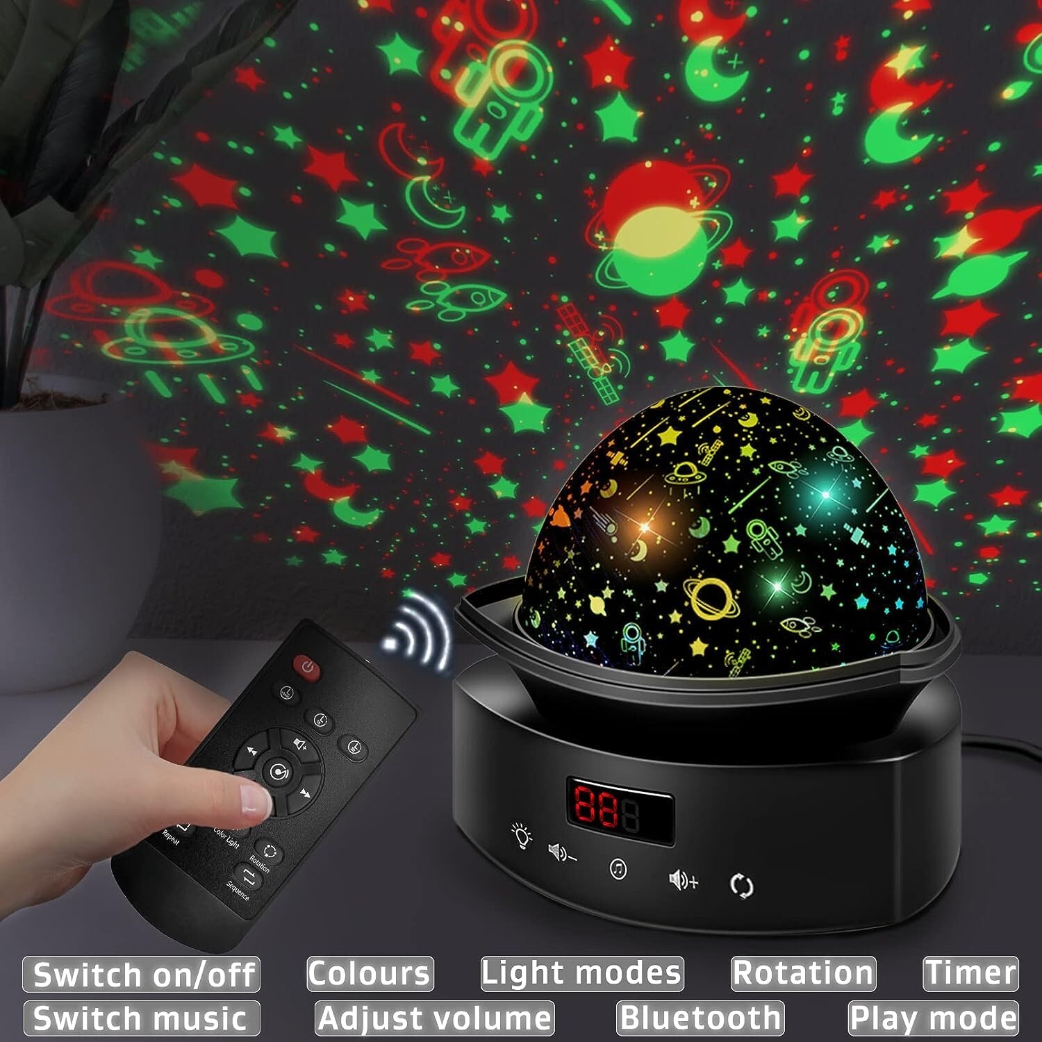 Tower Projection Lamp Rotation Baby Night Light Projector White Noise