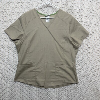 Scrubstar  Nurse Medical Uniform Women s Size Large   Beige V-Neck  Short Sleeve