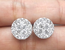 DEAL 2.00CT NATURAL DIAMOND CLUSTER STUDS EARRINGS 10K GOLD 11MM.