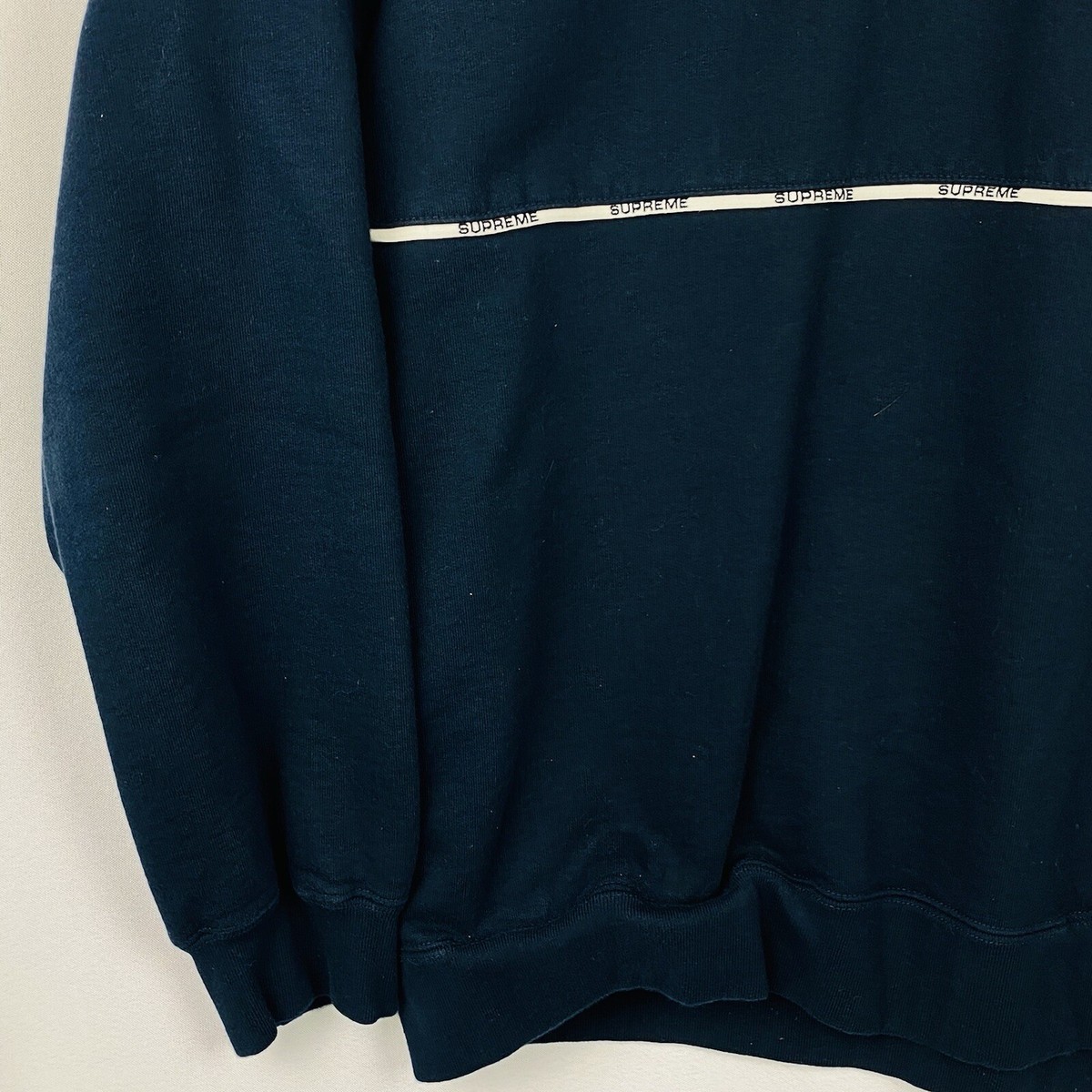 Supreme Logo Piping Half Zip Sweatshirt Navy Blue Mens Size Large Pullover  | eBay