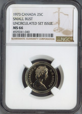 1973 Canada 25 Cents Small Bust 25C NGC MS66 Quality
