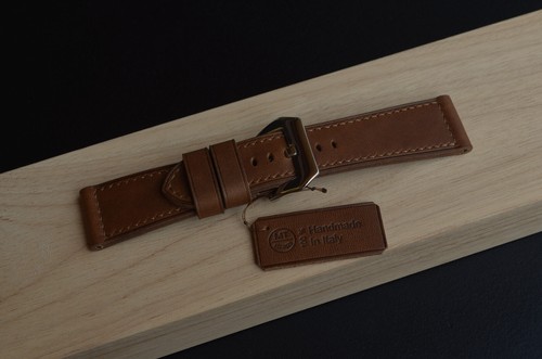 26 mm Handgefertigtes Lederarmband braun Pam Italy MTstraps Handmade Strap Band - Bild 13 von 15