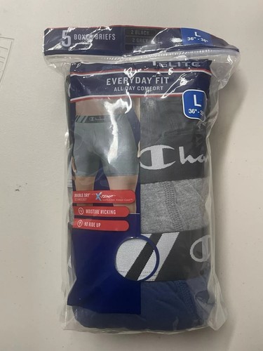 Champion BOXER Briefs Underwear 5 Pack Mens Everyday NEW Black,Navy,Grey - L - Picture 3 of 3