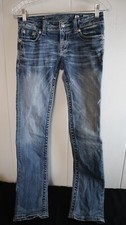 Miss Me Jeans Womens 26 Straight JE534OT4R Embelished Distressed Medium Denim