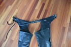 Redline Mens Genuine Skin Leather Motorcycle Chaps Size L Black — photo 3