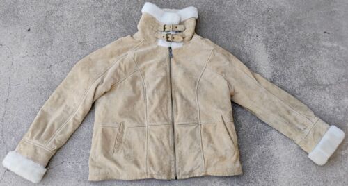 Wilsons Womens Vintage 90's Suede Leather Sherpa Lined Bomber Jacket Size XL - Picture 4 of 9