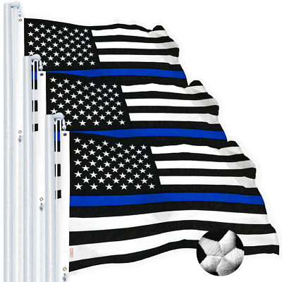 NEW G128 Thin Blue Line Flag 3-Pack 2.5x4 FT, Support Embroidered Spun Polyester