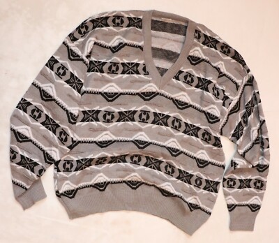 VINTAGE HERREN CRAZY PRINT COSBY COLUCCI STIL PULLOVER ca 56