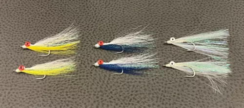 Saltwater Clouser Minnow Fly Fishing Flies Assorted Color Shimmer 6 Pack