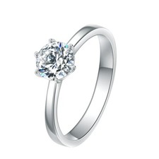 6.5mm 6.5mm AAA CZ Simple Band Women's 925 Silver 2.7mm Engagement Ring Size 4-9