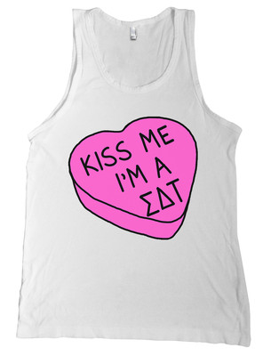 Sigma Delta Tau Valentine's Day Tank Top Shirt Candy Sweet Heart Kiss Me NEW