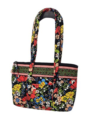 Large Quilted Poppy Floral Purse Bag Shoulder Strap Red Black Nwot
