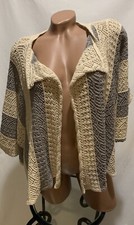 ❤️Vintage Route 66 Knit Crochet Shrug Crop Sweater Chevron Stripe Natural Cotton