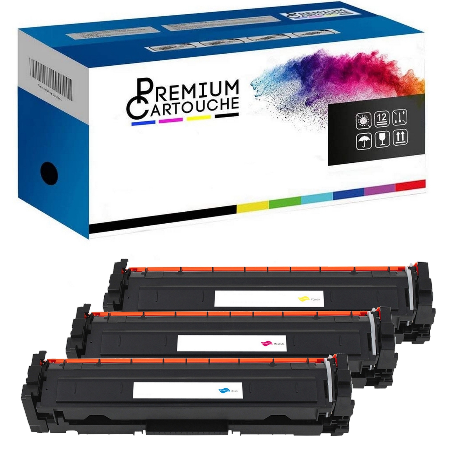 Toner W2411A W2412A W2413A sans puce pack de 3 cartouches couleur cyan magenta jaune