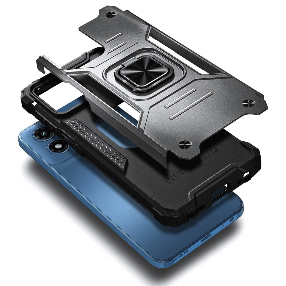 For Motorola Moto g PLAY (2024), Shockproof Ring Stand Case with Tempered Glass - Image 2 of 4